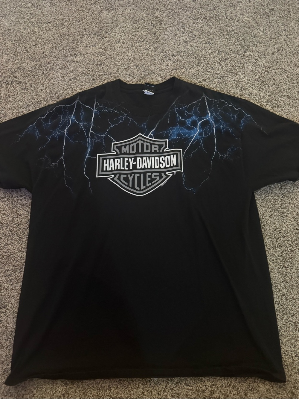 Harley-Davidson Black Tee with Blue Lightning Logo